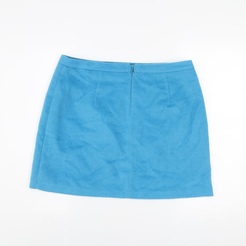 Marks and Spencer Women Blue Short Wool Blend Pencil Skirt Size 16