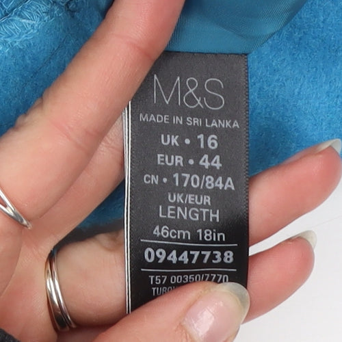 Marks and Spencer Women Blue Short Wool Blend Pencil Skirt Size 16
