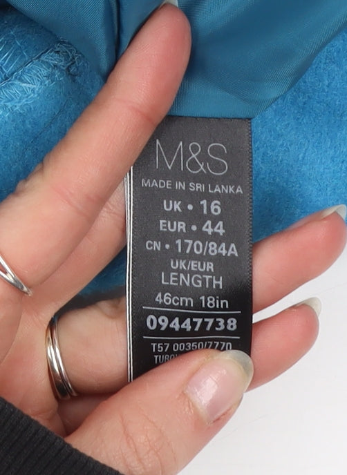 Marks and Spencer Women Blue Short Wool Blend Pencil Skirt Size 16