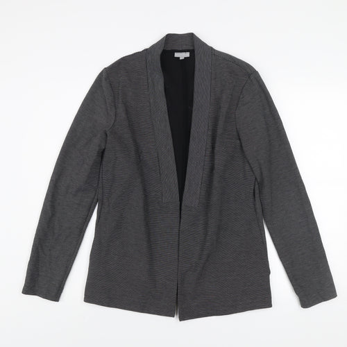 Oliver Bonas Women's Grey Striped Jersey Blazer Size 12 Stylish Lightweight Jacket