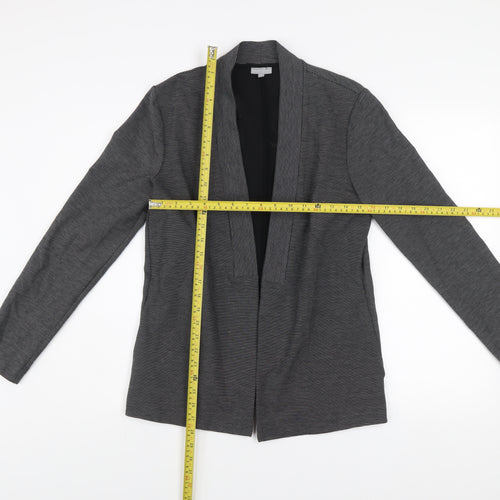 Oliver Bonas Women's Grey Striped Jersey Blazer Size 12 Stylish Lightweight Jacket