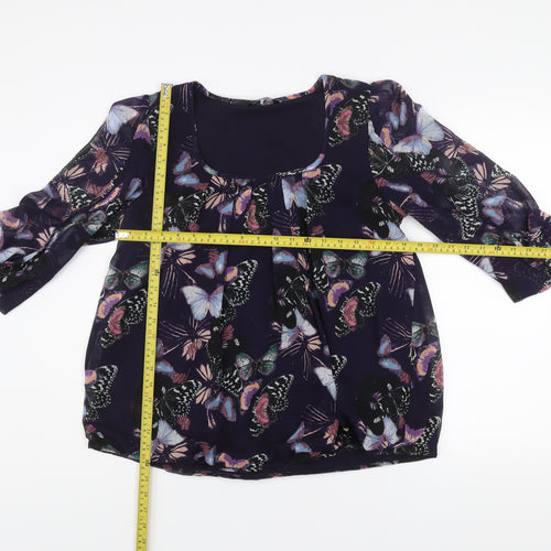 Dunnes Women’s Purple Butterfly Print Chiffon Blouse Size 14