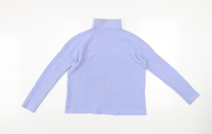 French Connection Women’s Blue Roll Neck Ribbed Knit Jumper Size S
