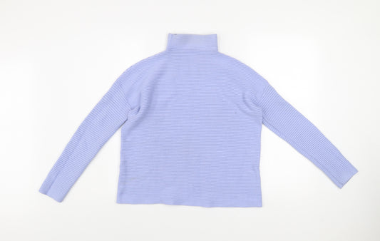 French Connection Women’s Blue Roll Neck Ribbed Knit Jumper Size S