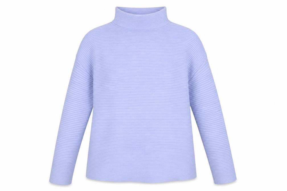 French Connection Women’s Blue Roll Neck Ribbed Knit Jumper Size S