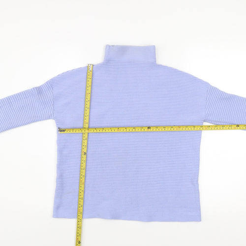 French Connection Women’s Blue Roll Neck Ribbed Knit Jumper Size S