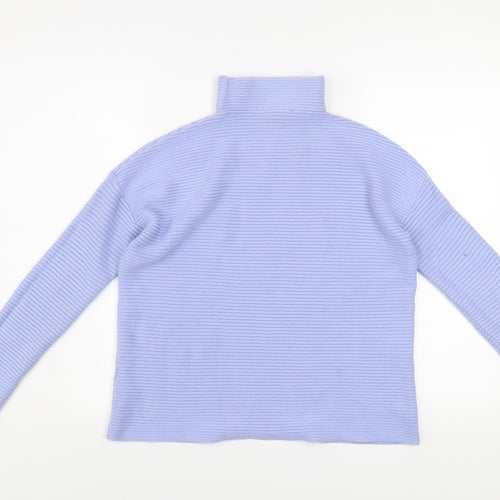 French Connection Women’s Blue Roll Neck Ribbed Knit Jumper Size S