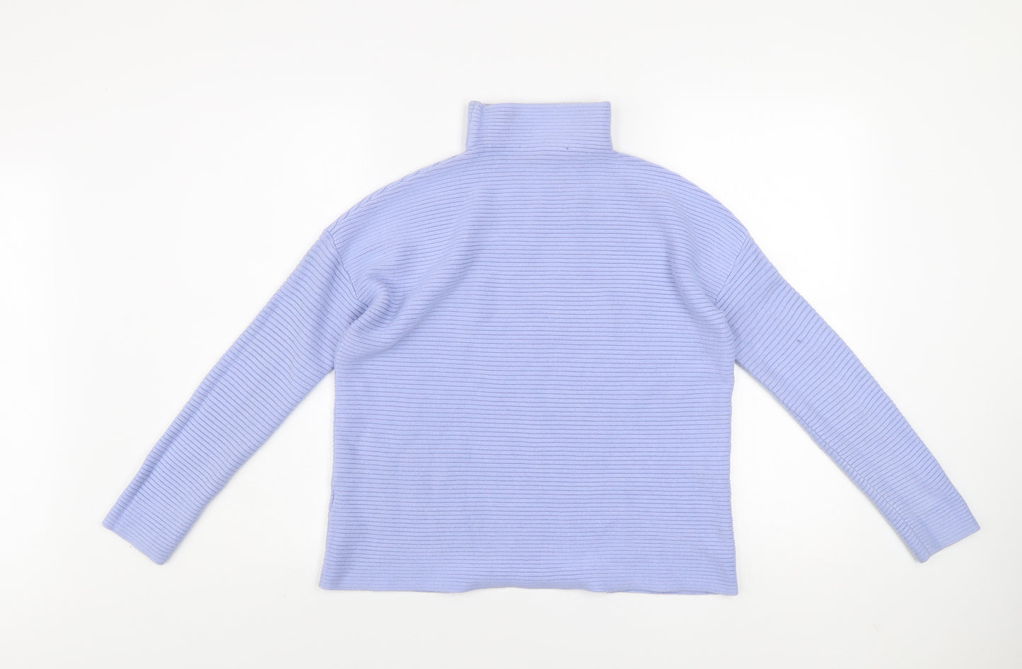 French Connection Women’s Blue Roll Neck Ribbed Knit Jumper Size S