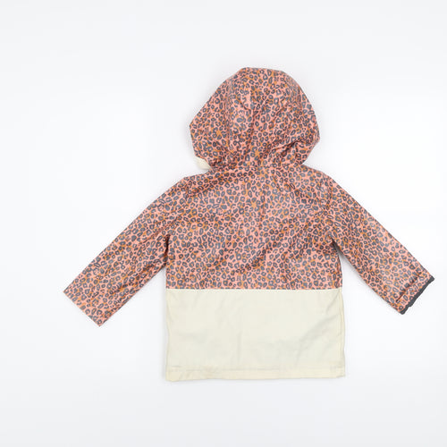 River Island Girls Pink Leopard Print Hooded Rain Coat 2-3 Years