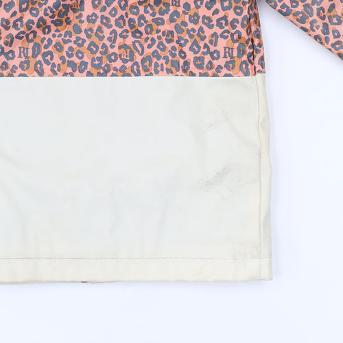 River Island Girls Pink Leopard Print Hooded Rain Coat 2-3 Years