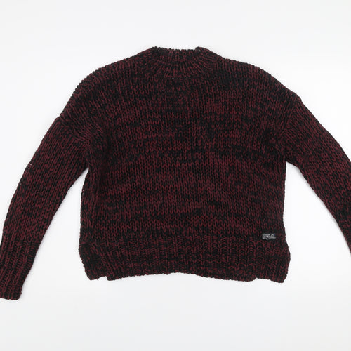 Superdry Men's Red Chunky Knit Pullover Jumper Size S