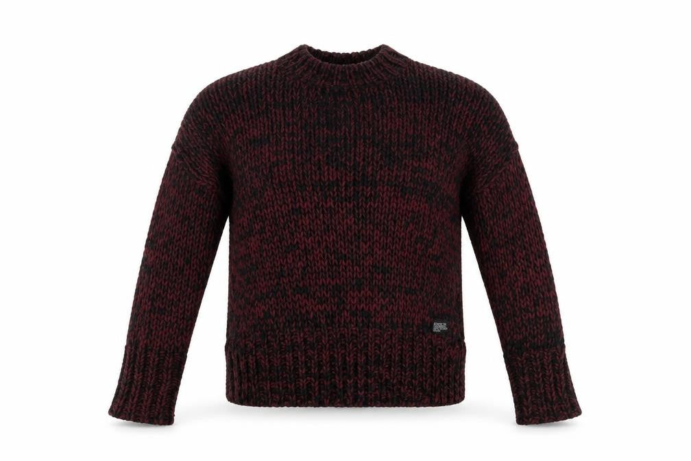 Front view of Superdry Men's Red Chunky Knit jumper, size S