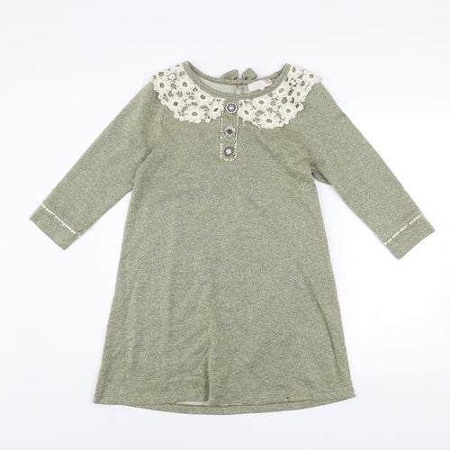 River Island Women’s Green Lace Collar Shift Dress Size 10