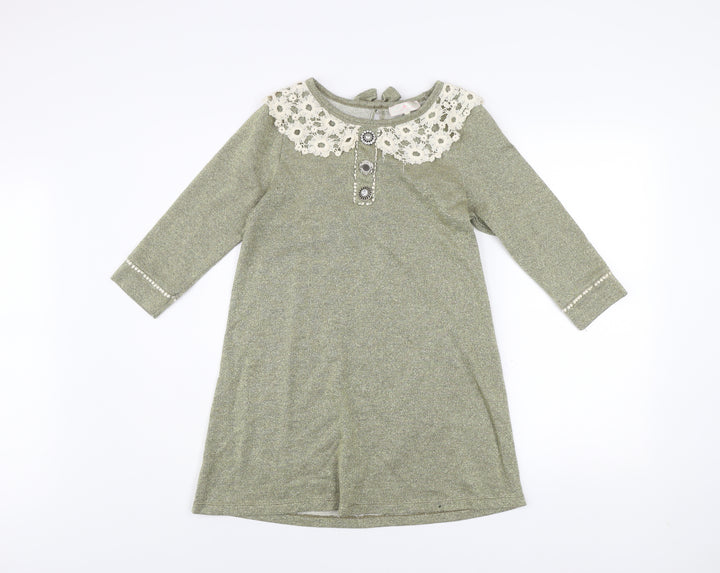 River Island Women’s Green Lace Collar Shift Dress Size 10