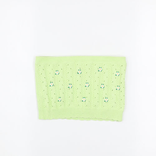 Urban Outfitters Women’s Green Knit Floral Strapless Crop Top S