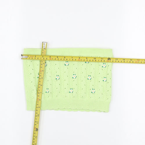 Urban Outfitters Women’s Green Knit Floral Strapless Crop Top S