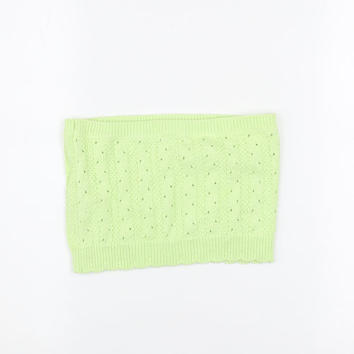 Urban Outfitters Women’s Green Knit Floral Strapless Crop Top S