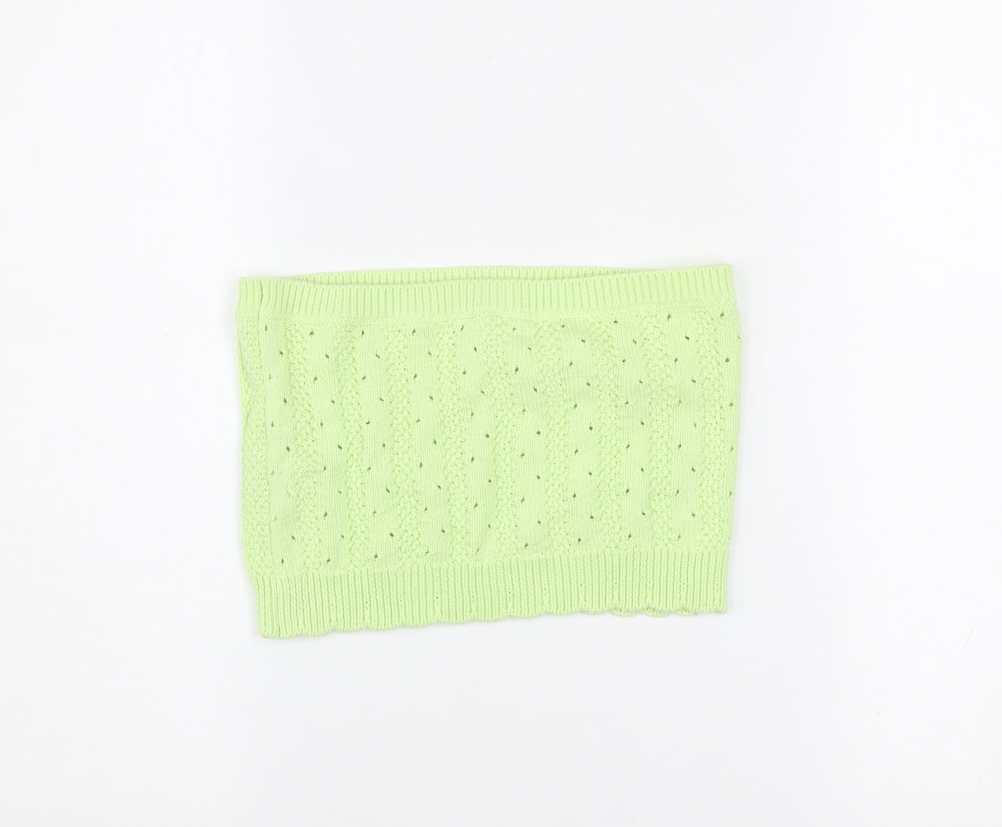 Urban Outfitters Women’s Green Knit Floral Strapless Crop Top S