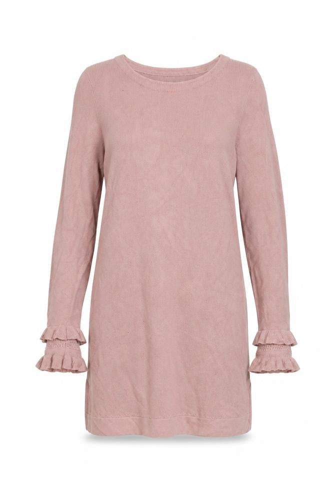 Laura Ashley Women Pink Knit Jumper Dress Size 12 Ruffle Sleeve