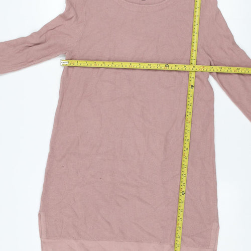Laura Ashley Women Pink Knit Jumper Dress Size 12 Ruffle Sleeve