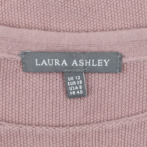 Laura Ashley Women Pink Knit Jumper Dress Size 12 Ruffle Sleeve
