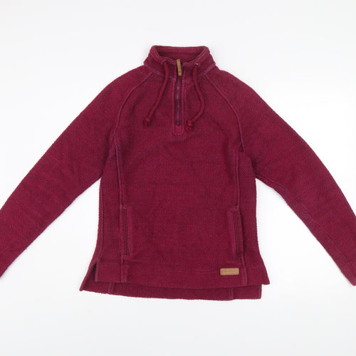 Weird Fish Women's Red 1/4 Zip Cotton Blend Pullover Sweatshirt Size 10