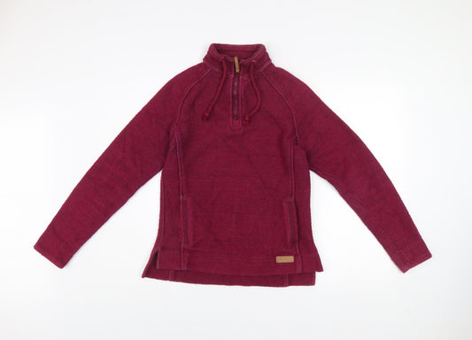 Weird Fish Women's Red 1/4 Zip Cotton Blend Pullover Sweatshirt Size 10