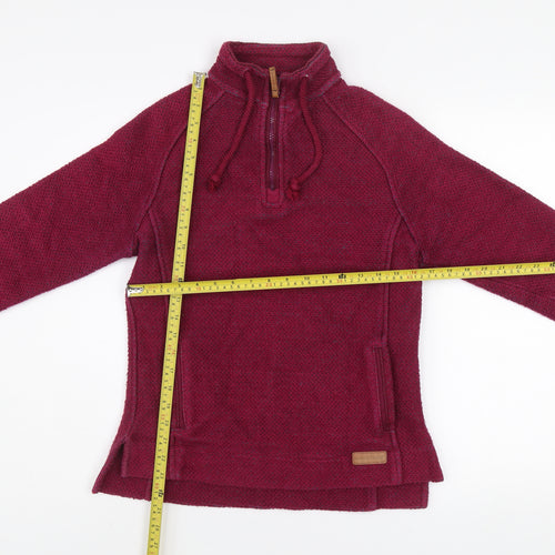 Weird Fish Women's Red 1/4 Zip Cotton Blend Pullover Sweatshirt Size 10