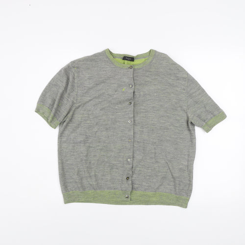 Paul Smith Women Grey Wool Viscose Short Sleeve Cardigan L