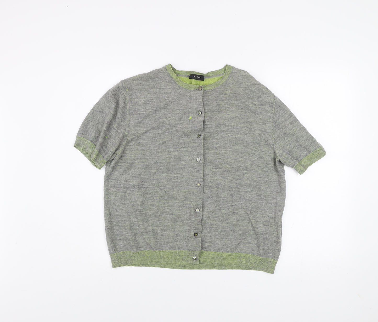 Paul Smith Women Grey Wool Viscose Short Sleeve Cardigan L