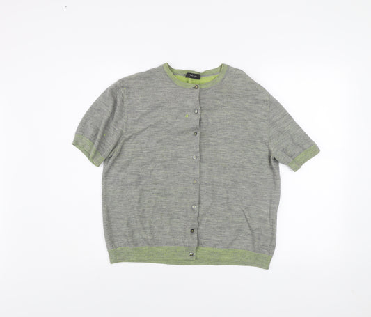 Paul Smith Women Grey Wool Viscose Short Sleeve Cardigan L