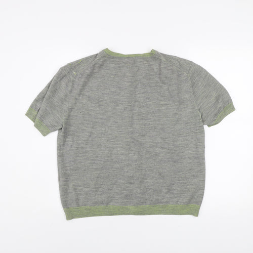 Paul Smith Women Grey Wool Viscose Short Sleeve Cardigan L