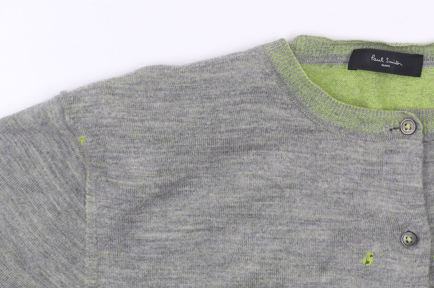 Paul Smith Women Grey Wool Viscose Short Sleeve Cardigan L