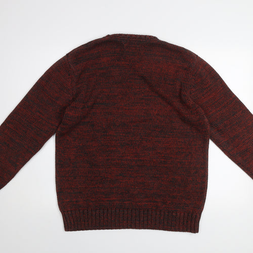 Wrangler Men's Red Knit Cotton Blend Crew Neck Jumper Size L