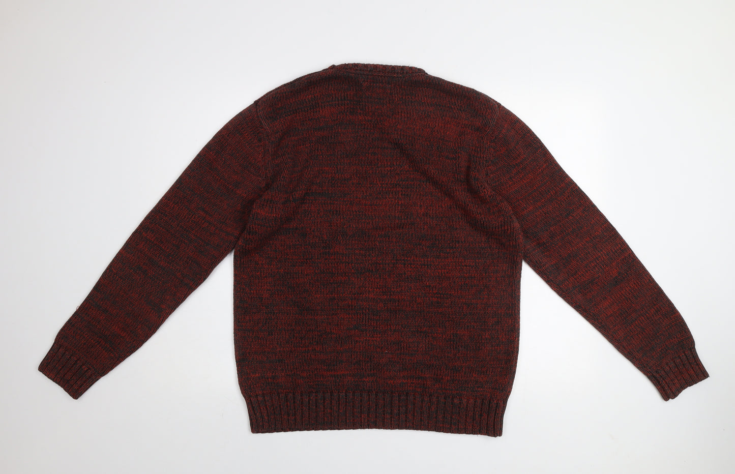 Wrangler Men's Red Knit Cotton Blend Crew Neck Jumper Size L