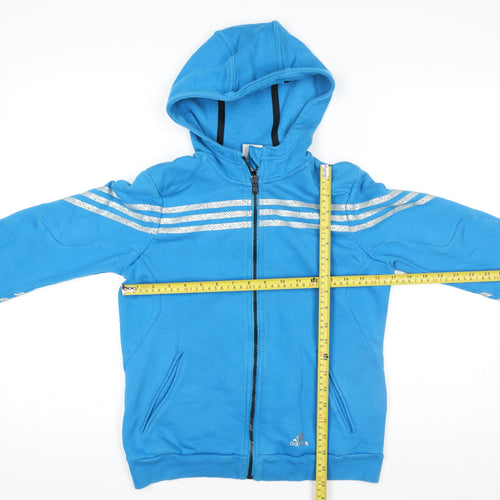 Adidas Boys Blue 11-12 Years Hooded Full Zip Track Jacket