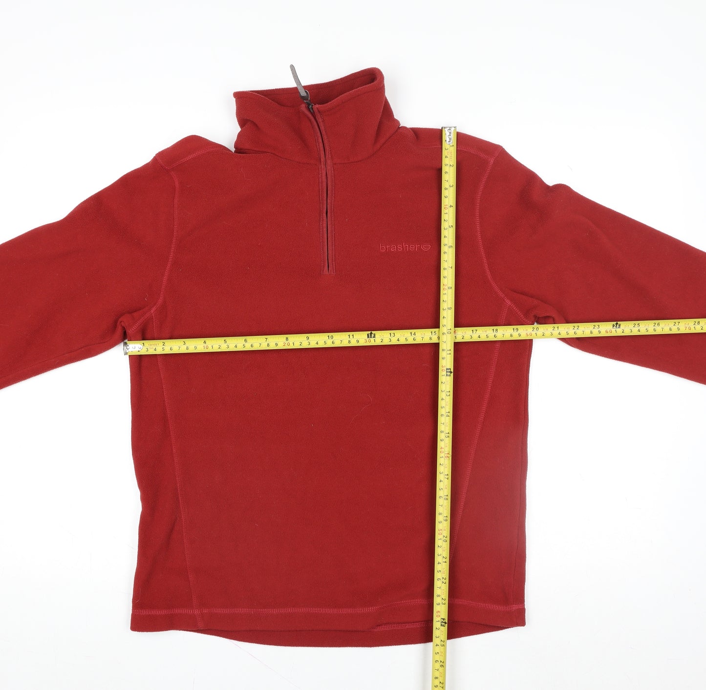 Brasher Men’s Red Fleece 1/4 Zip Pullover Sweatshirt Size S