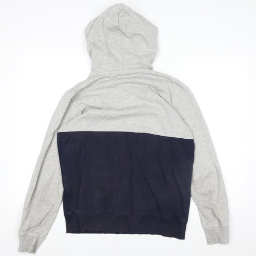 Jack & Jones Mens Grey Pullover Hoodie L Graphic Print Core 1990