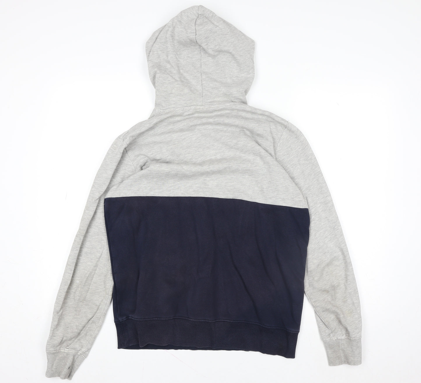 Jack & Jones Mens Grey Pullover Hoodie L Graphic Print Core 1990
