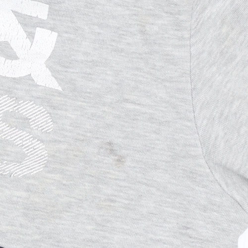 Jack & Jones Mens Grey Pullover Hoodie L Graphic Print Core 1990