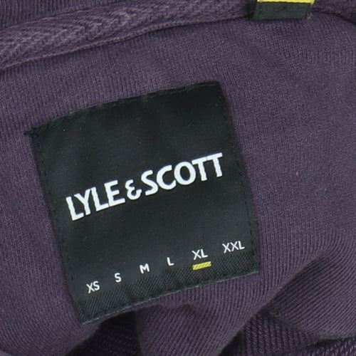 Lyle & Scott Men's Purple Pullover Hoodie Size L Cotton Logo