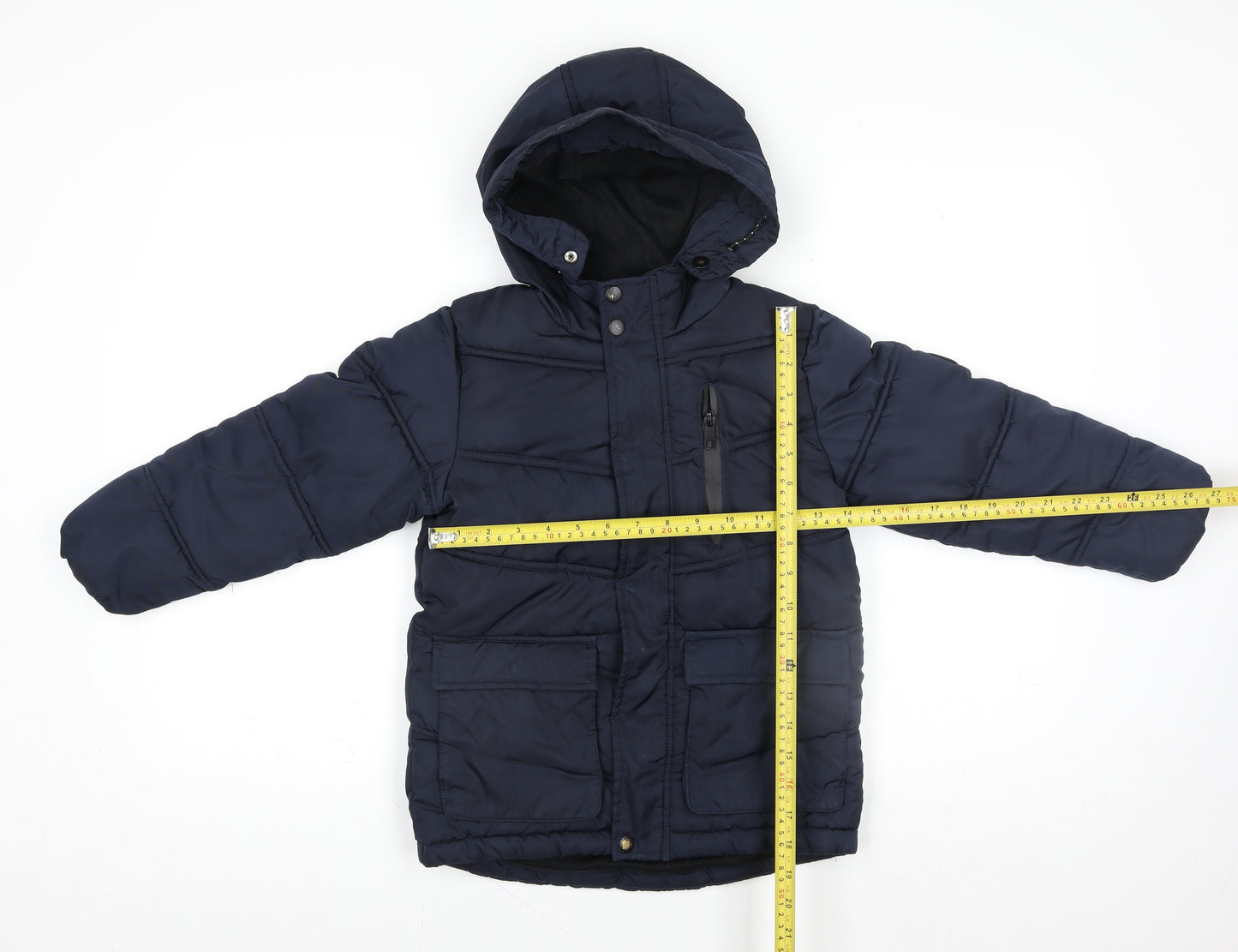 Matalan Girls Blue Puffer Jacket 6 Years Hooded Quilted Winter Coat