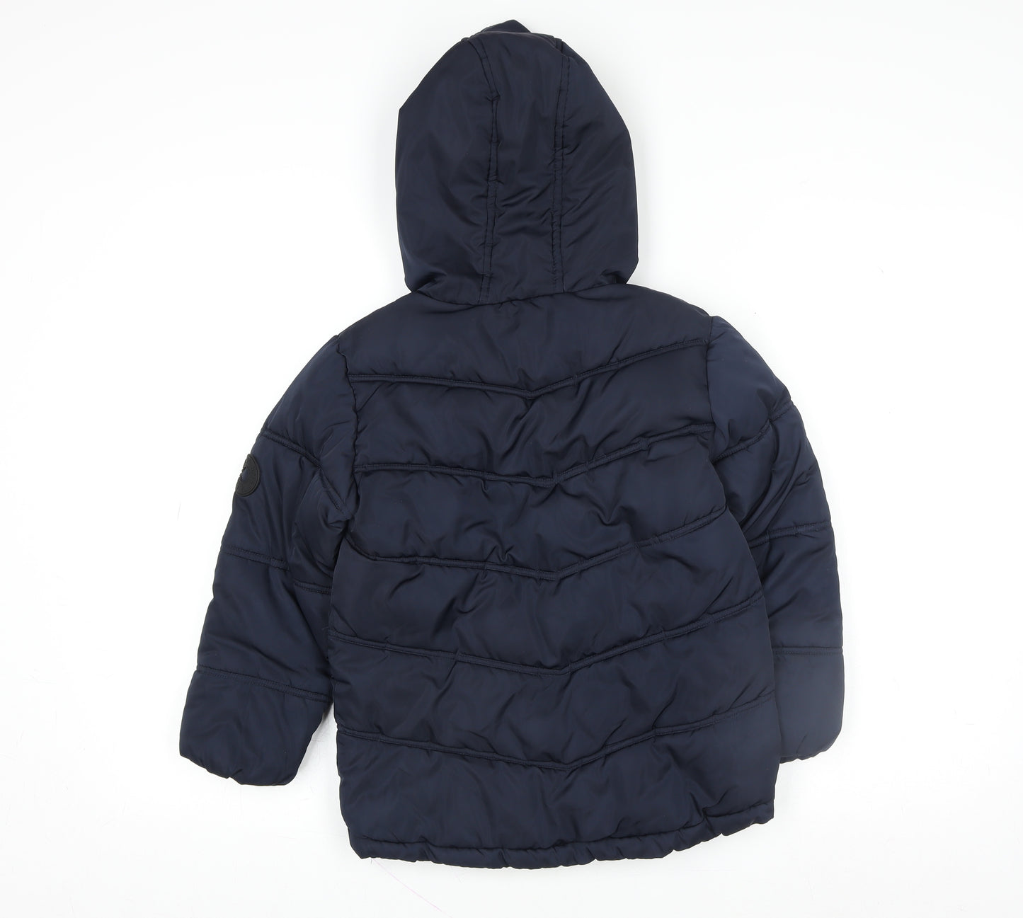 Matalan Girls Blue Puffer Jacket 6 Years Hooded Quilted Winter Coat