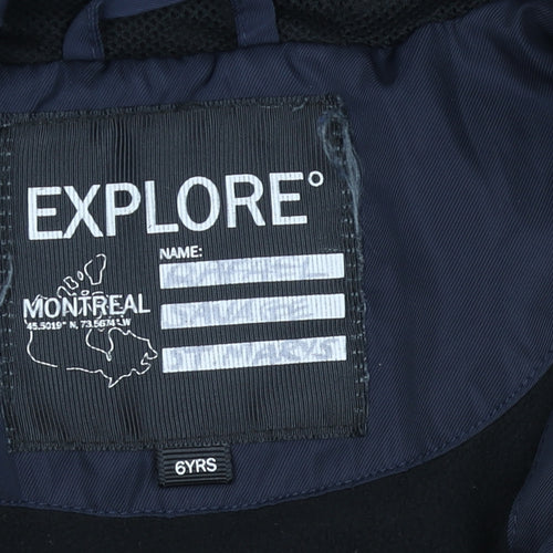 Matalan Girls Blue Puffer Jacket 6 Years Hooded Quilted Winter Coat