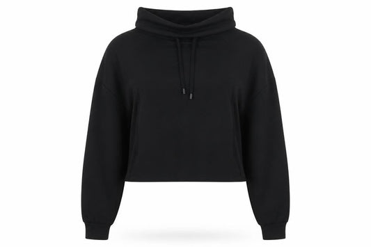 Front view of F&F Active Black Women's Small Funnel Neck Pullover Sweatshirt