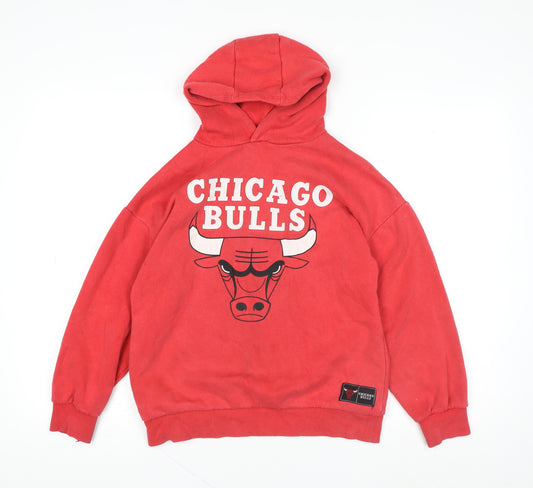 Primark Boys Red Chicago Bulls NBA Pullover Hoodie 10-11 Years 146cm