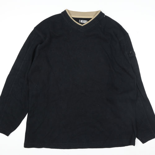 Next Men's Black Cotton V-Neck Pullover Jumper XL