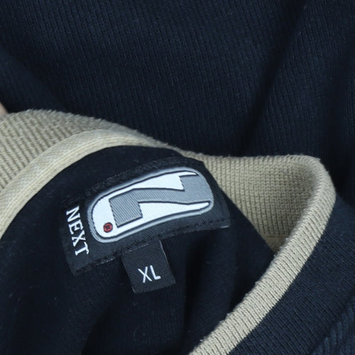 Next Men's Black Cotton V-Neck Pullover Jumper XL