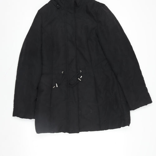 Roman Womens Black Size 10 Hooded Lined Long Parka Coat