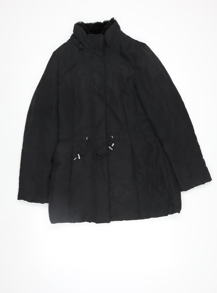 Roman Womens Black Size 10 Hooded Lined Long Parka Coat